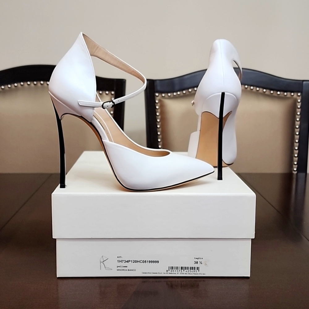 NIB Casadei Minorca Bianco Blade Heels 38.5